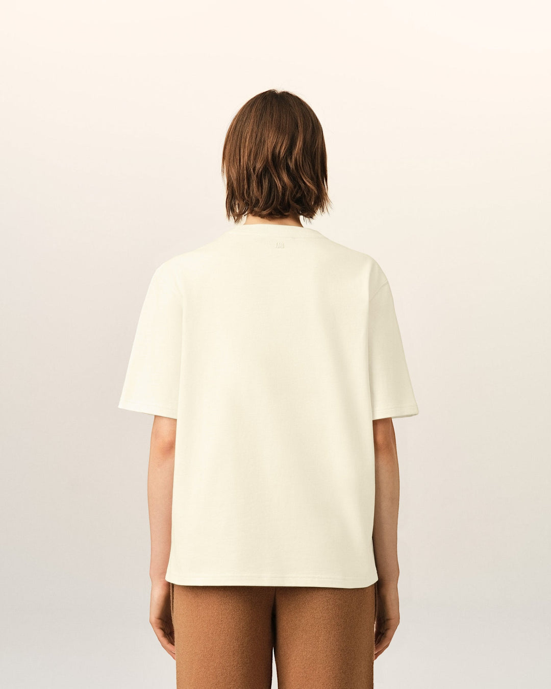 AMI PARIS – T-shirt en coton Ami de Cœur embossé Ivoire