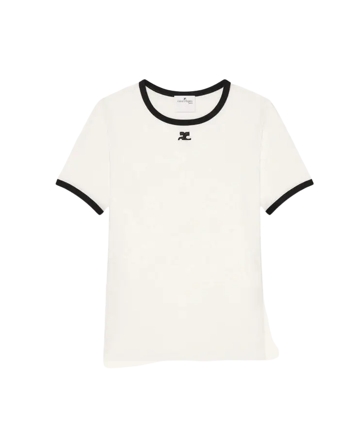 COURREGES - T-shirt Signature Contrast Blanc Héritage / Noir