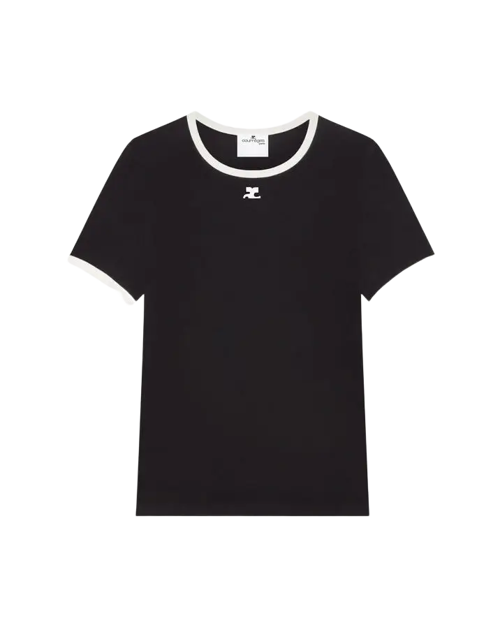 COURREGES - T-shirt Signature Contrast Noir / Blanc Héritage