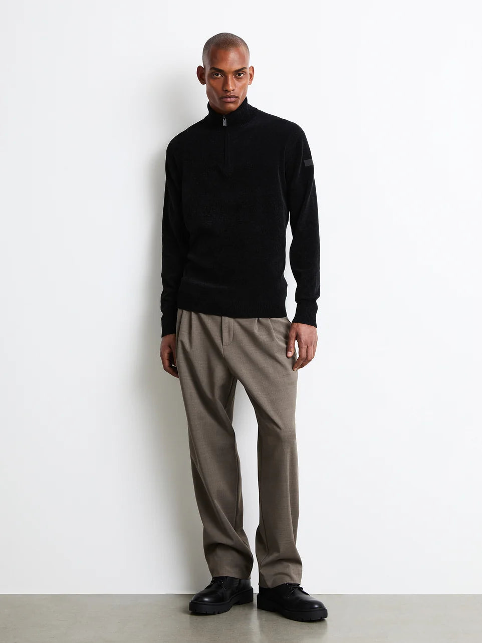 RRD - Pull col montant zippé Velvet Half Zip Knit Noir
