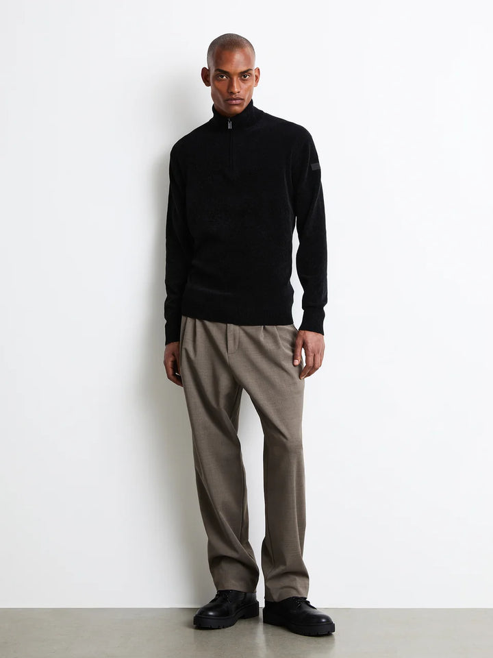 RRD - Pull col montant zippé Velvet Half Zip Knit Noir