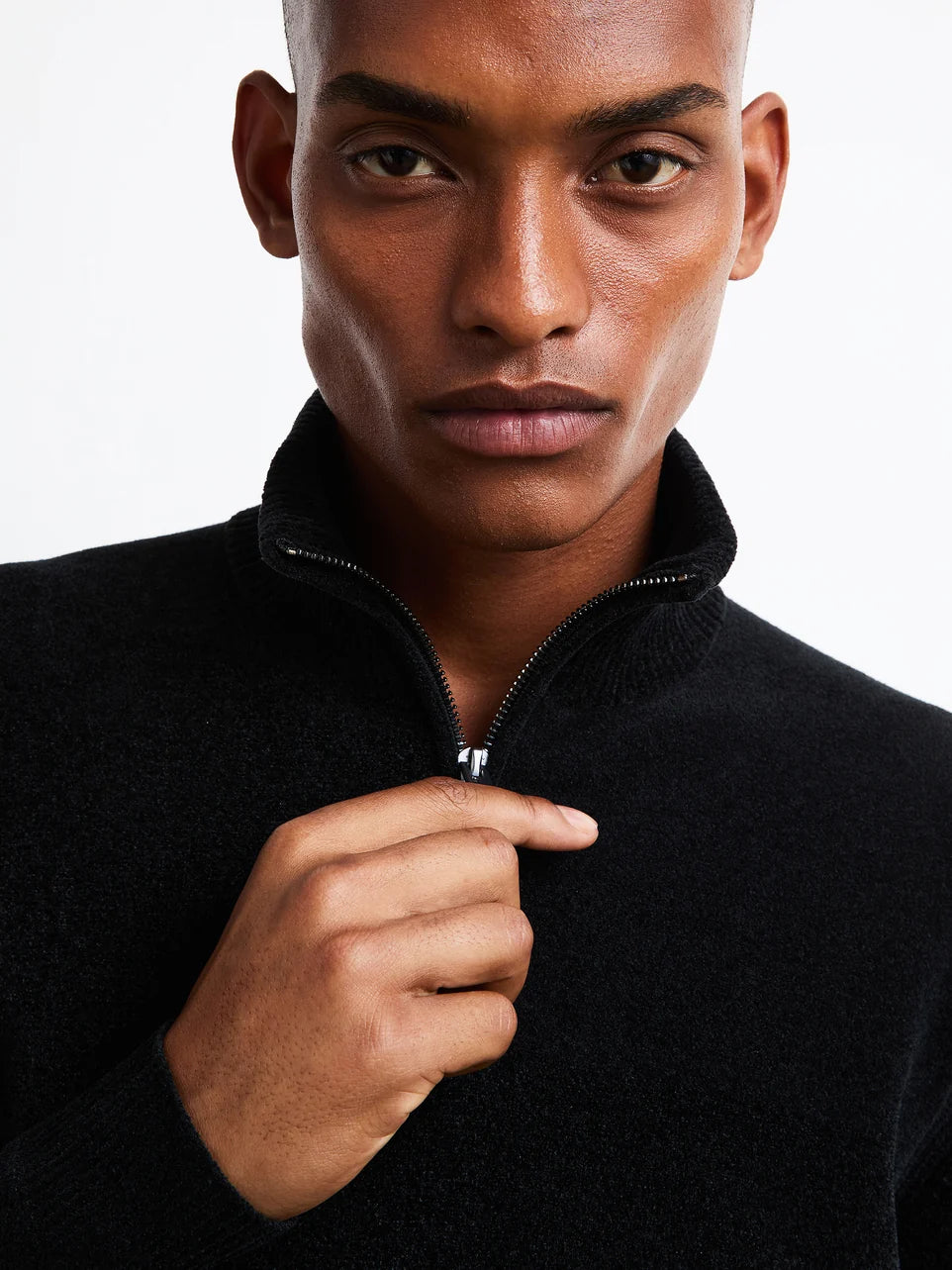 RRD - Pull col montant zippé Velvet Half Zip Knit Noir