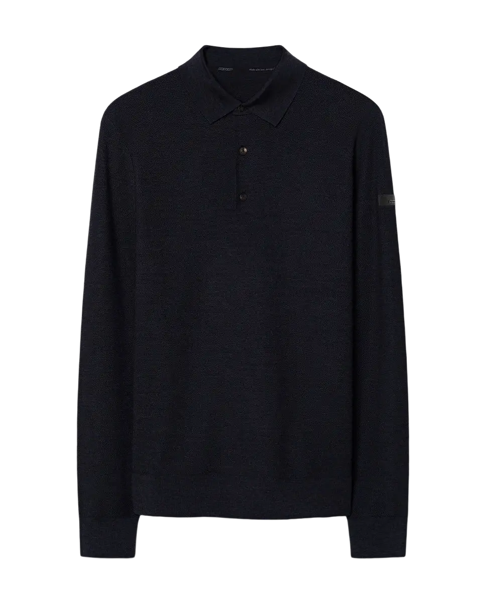 RRD - Polo manches longues en maille piquée Bleu noir