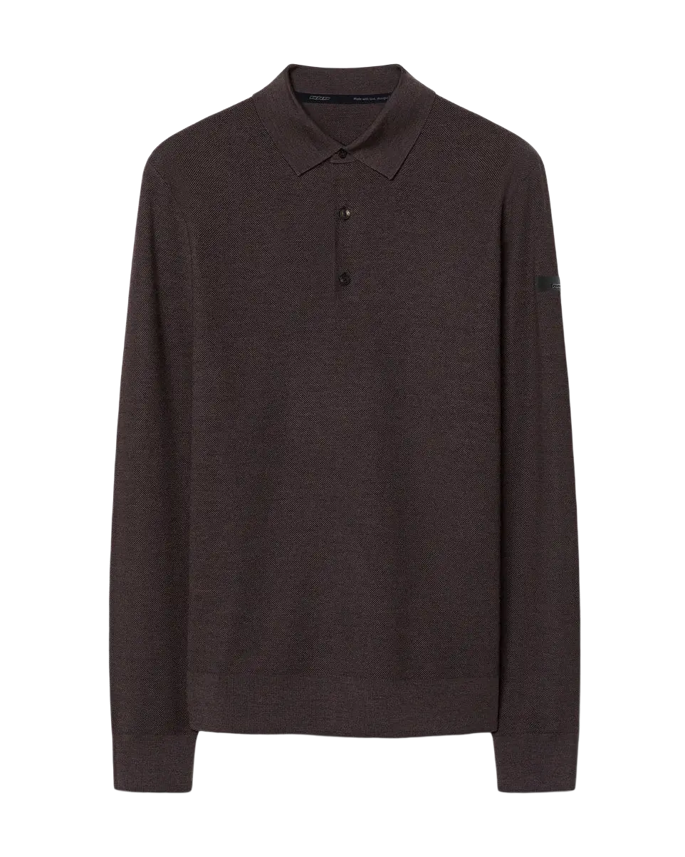 RRD - Polo manches longues en maille piquée Marron
