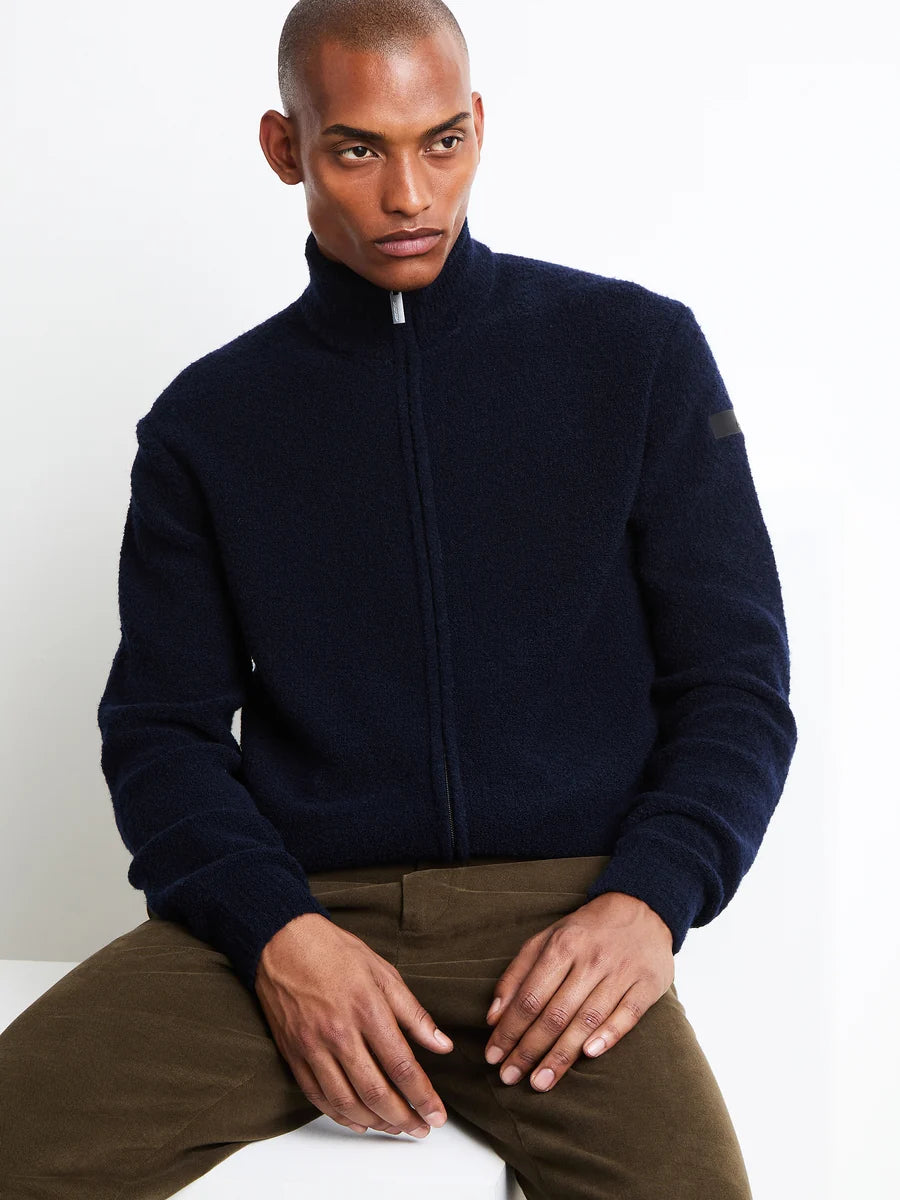 RRD - Gilet zippé Bouclé en laine Bleu nuit