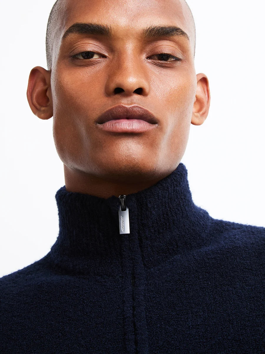 RRD - Gilet zippé Bouclé en laine Bleu nuit