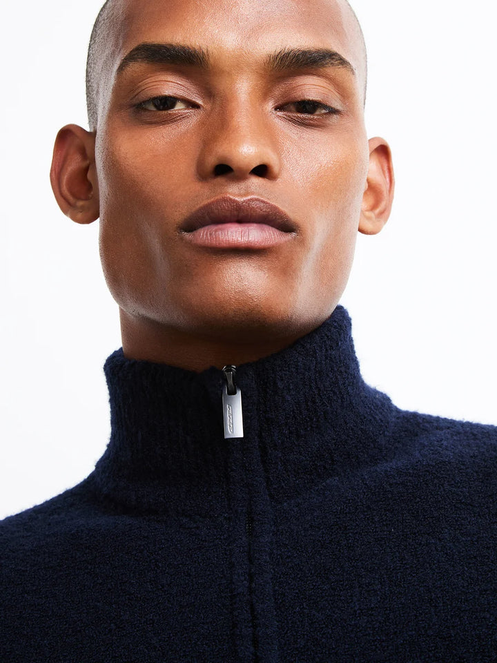 RRD - Gilet zippé Bouclé en laine Bleu nuit