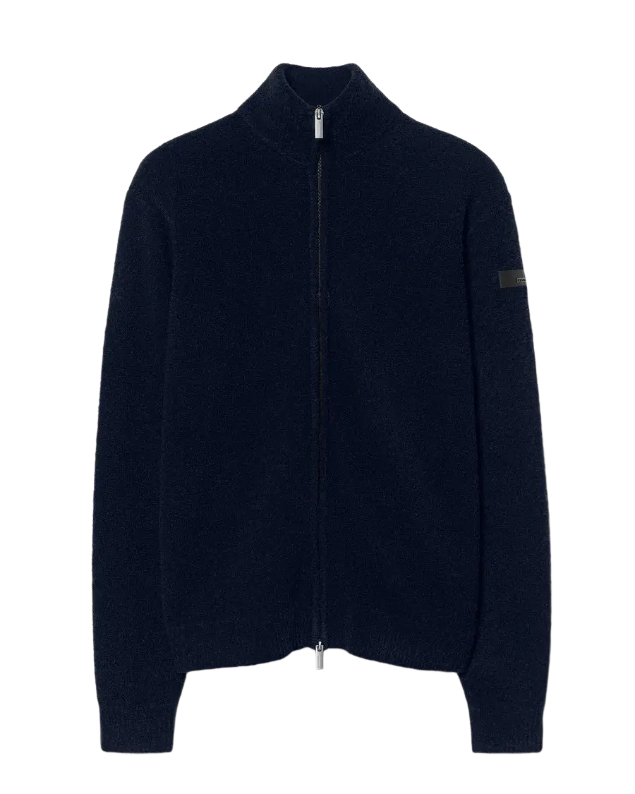 RRD - Gilet zippé Bouclé en laine Bleu nuit