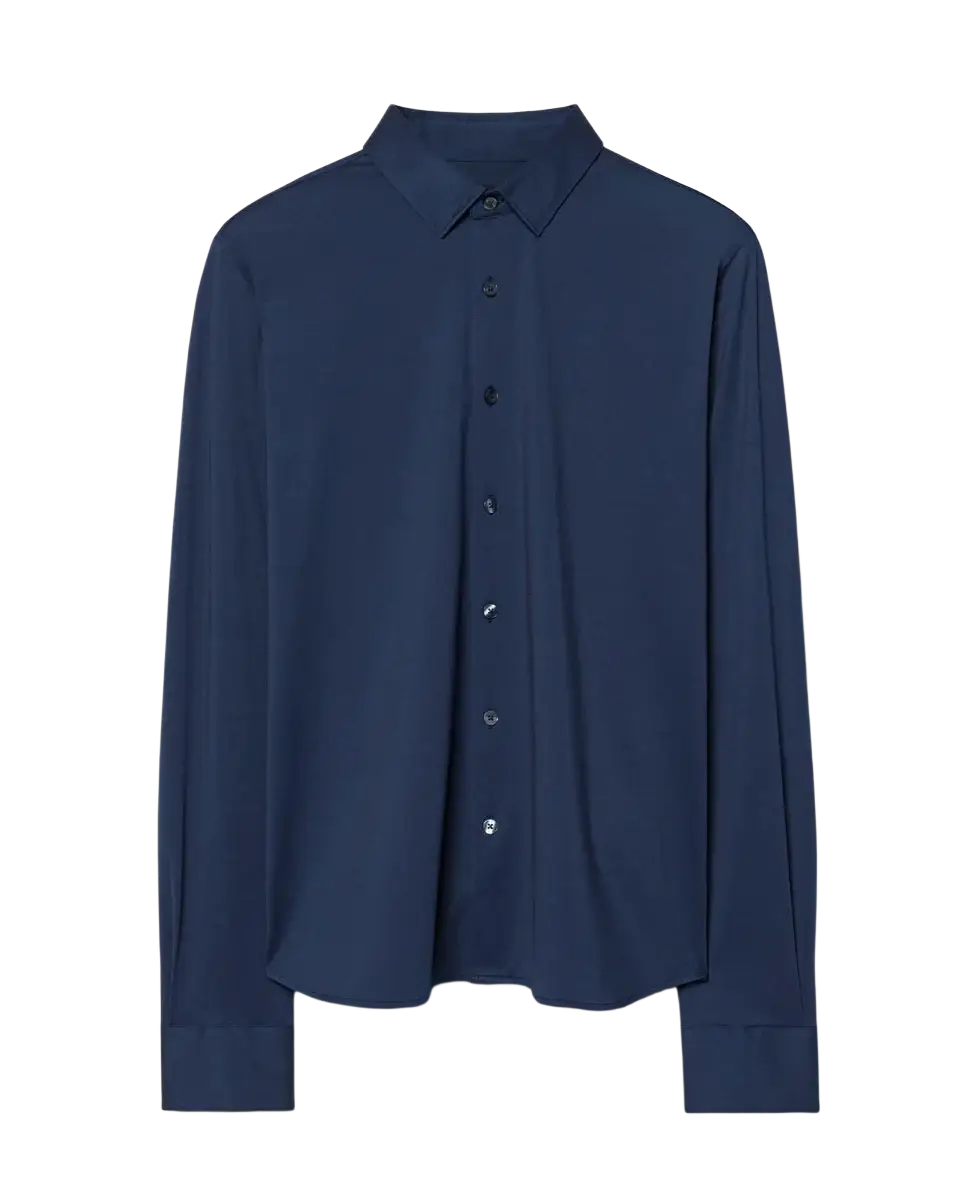 RRD - Chemise Oxford Jacquard Open Shirt Bleu foncé
