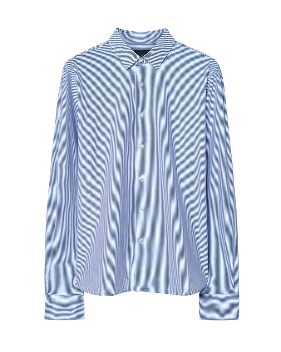 RRD - Chemise Oxford Jacquard rayée Bleu clair / Blanc