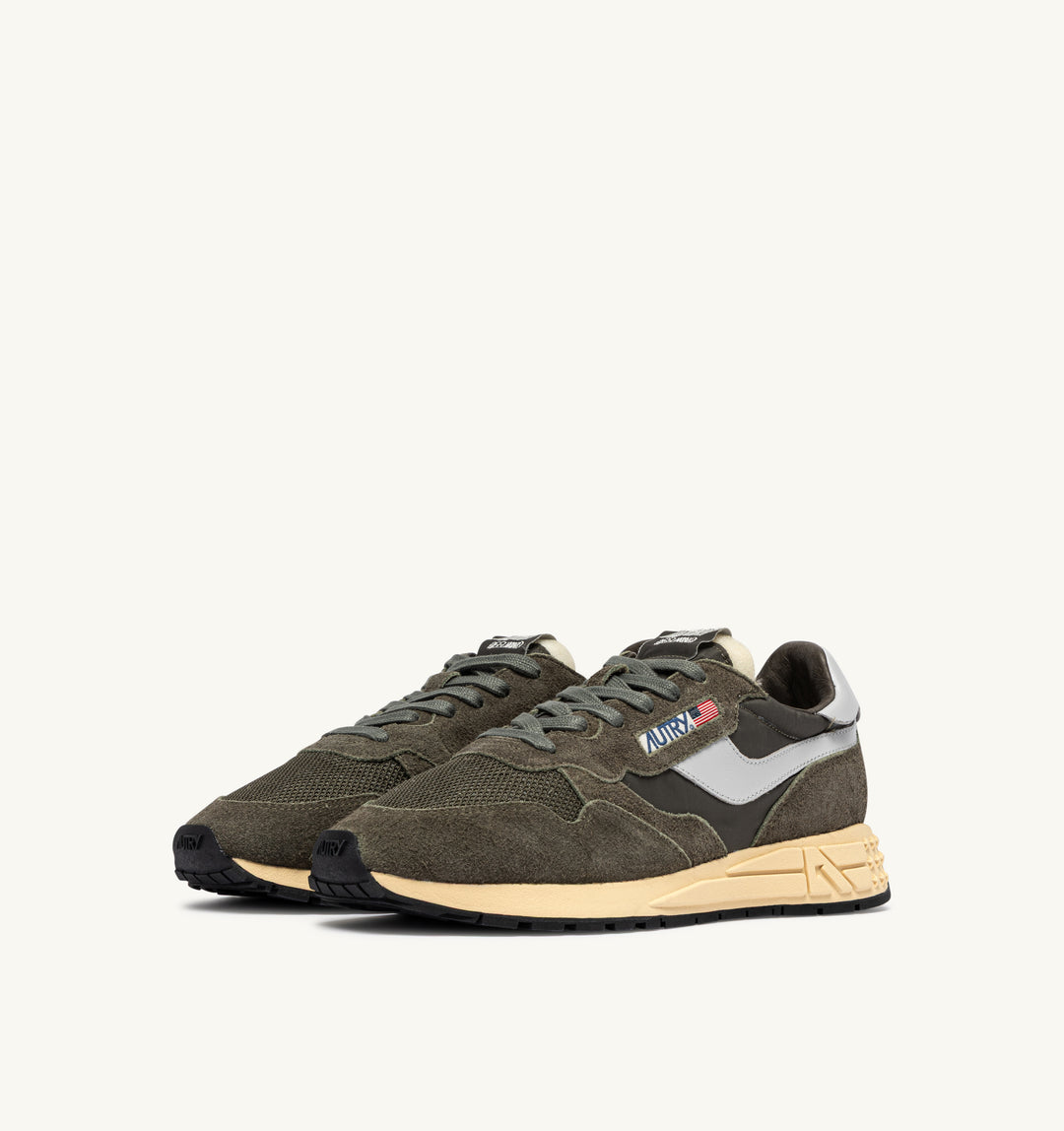 AUTRY - Baskets reelwind low en nylon et daim olive et harb mist