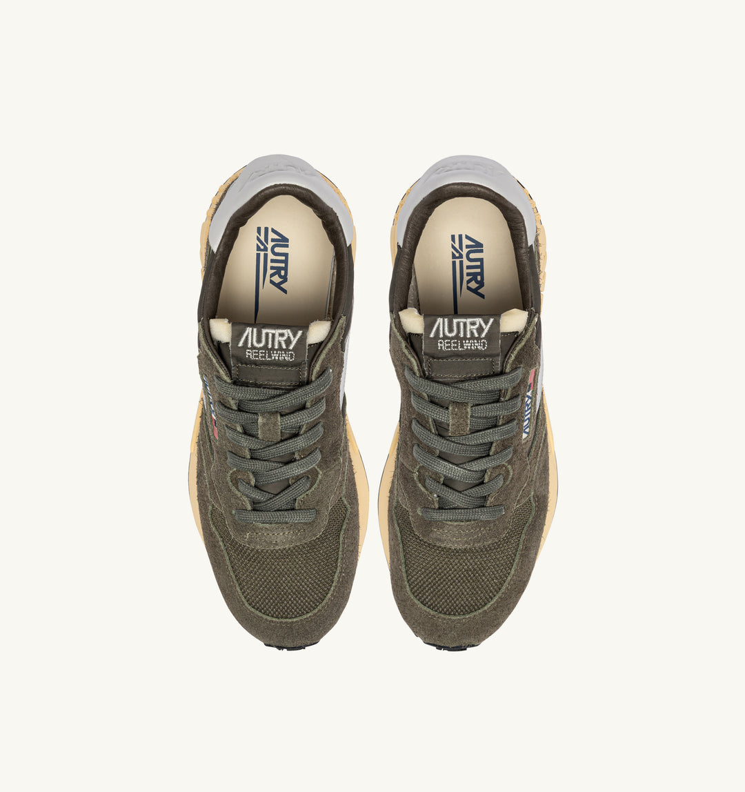 AUTRY - Baskets reelwind low en nylon et daim olive et harb mist