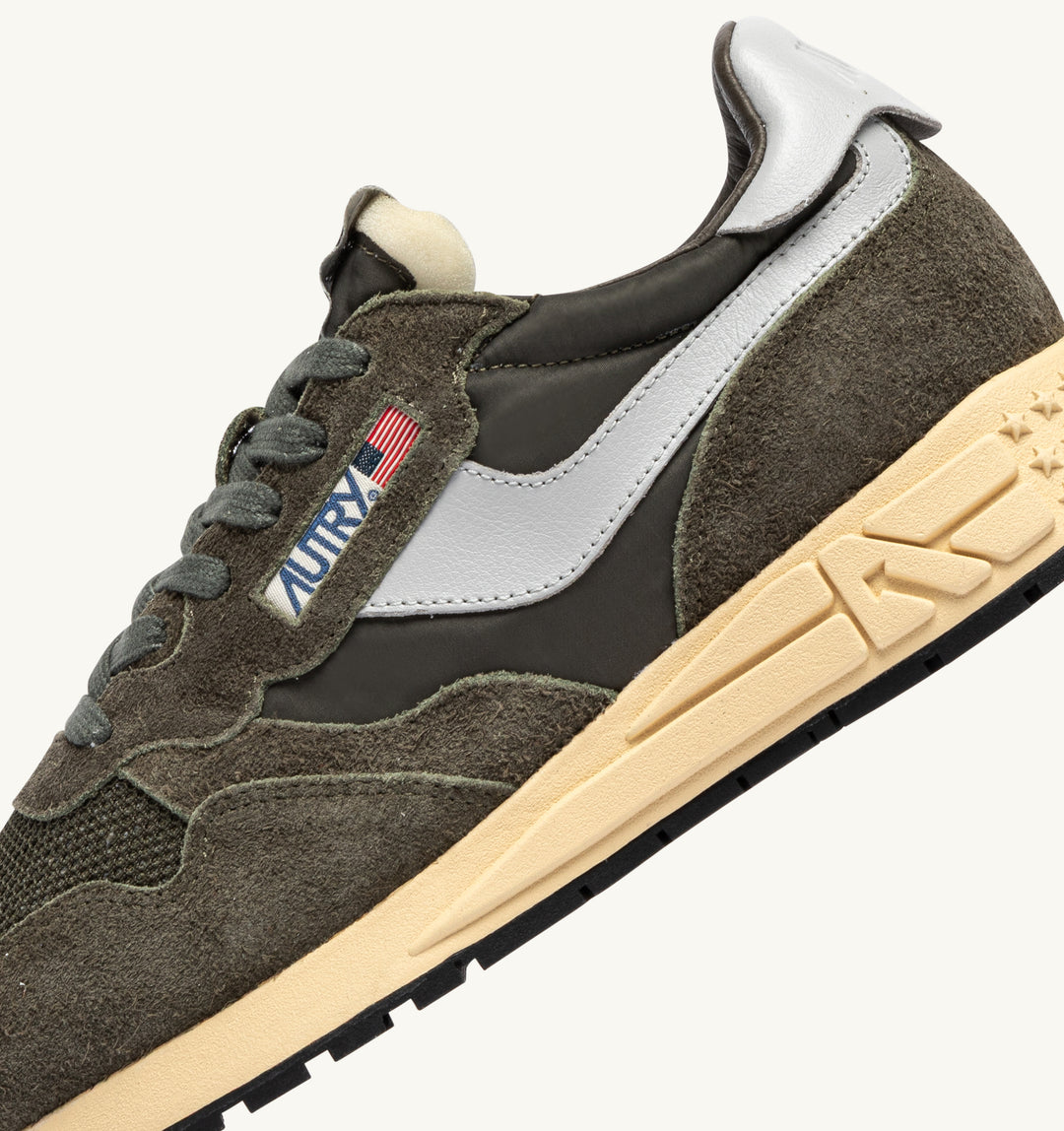 AUTRY - Baskets reelwind low en nylon et daim olive et harb mist