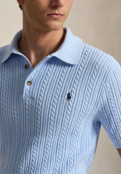 POLO RALPH LAUREN – Polo en maille torsadée Bleu ciel