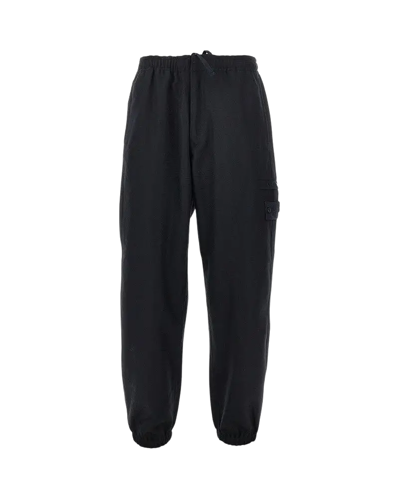 STONE ISLAND - Pantalon cargo jogger en laine Bleu marine