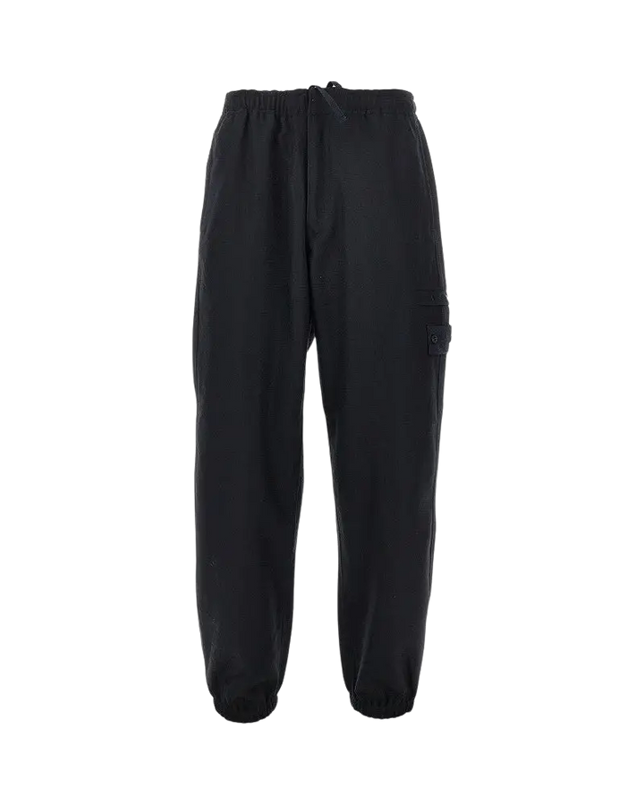 STONE ISLAND - Pantalon cargo jogger en laine Bleu marine