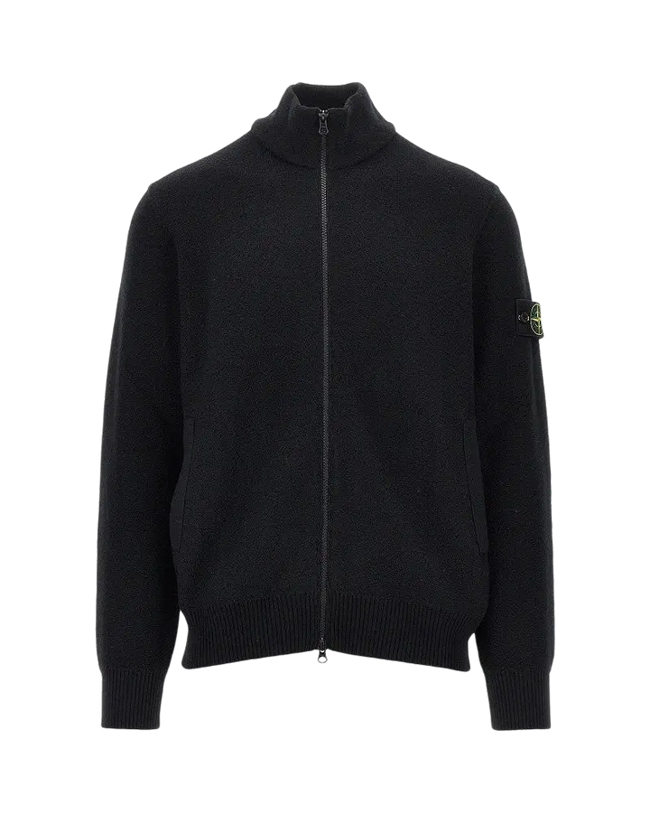 STONE ISLAND - Cardigan zippé en laine vierge Noir