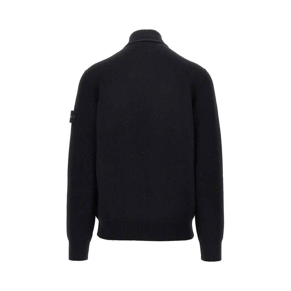 STONE ISLAND - Cardigan zippé en laine vierge Noir