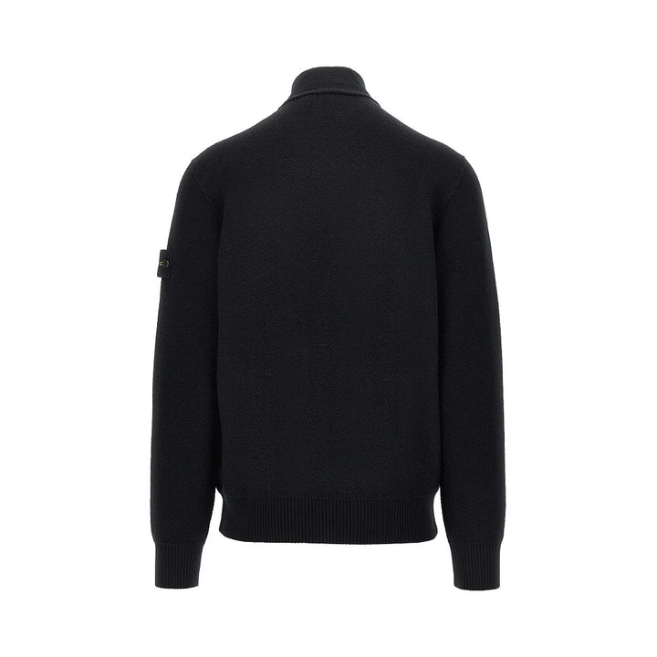 STONE ISLAND - Cardigan zippé en laine vierge Noir