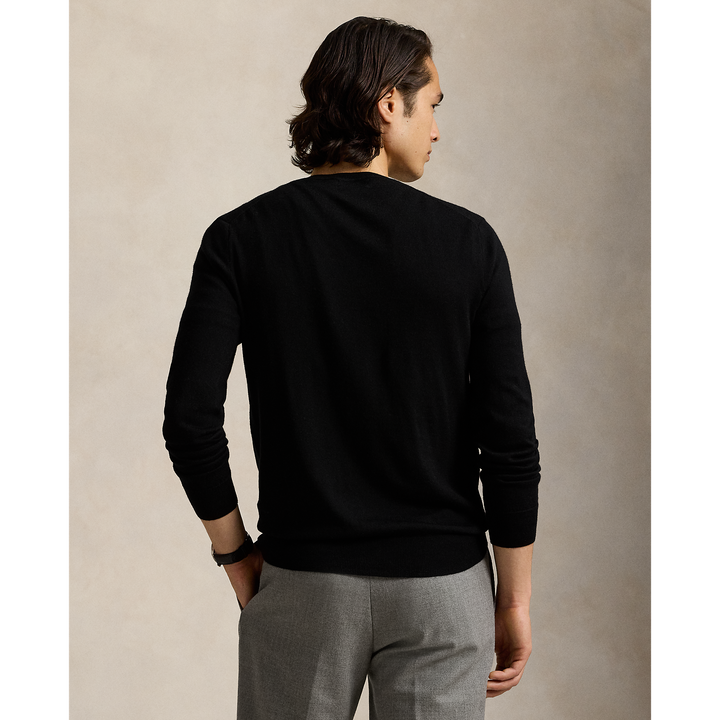 POLO RALPH LAUREN - Pull col en V en laine lavable Slim Fit polo black