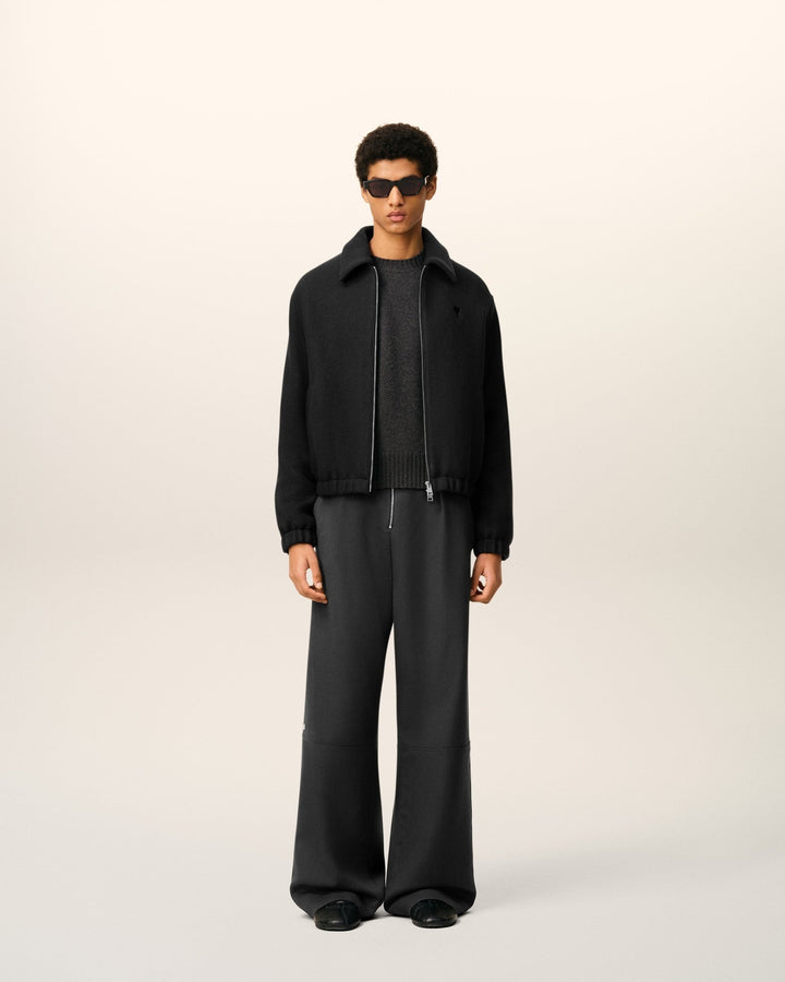 AMI - Blouson noir zippé ami de cœur en coton - Lothaire
