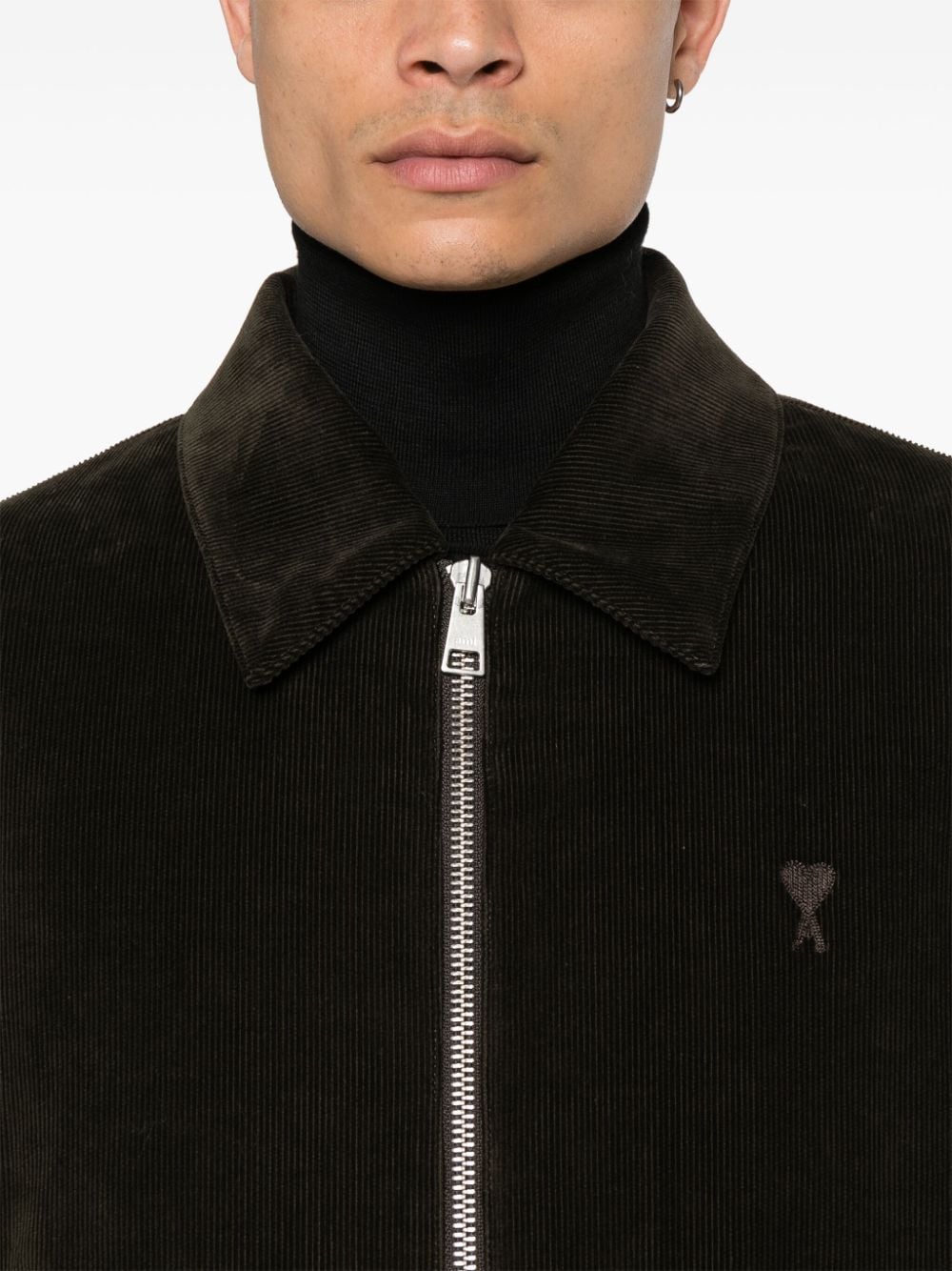 Ami blouson zippé en velours café foncé - Lothaire