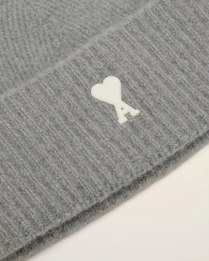 AMI - Bonnet Gris Ami De Cœur En Alpaga Rayé - Lothaire