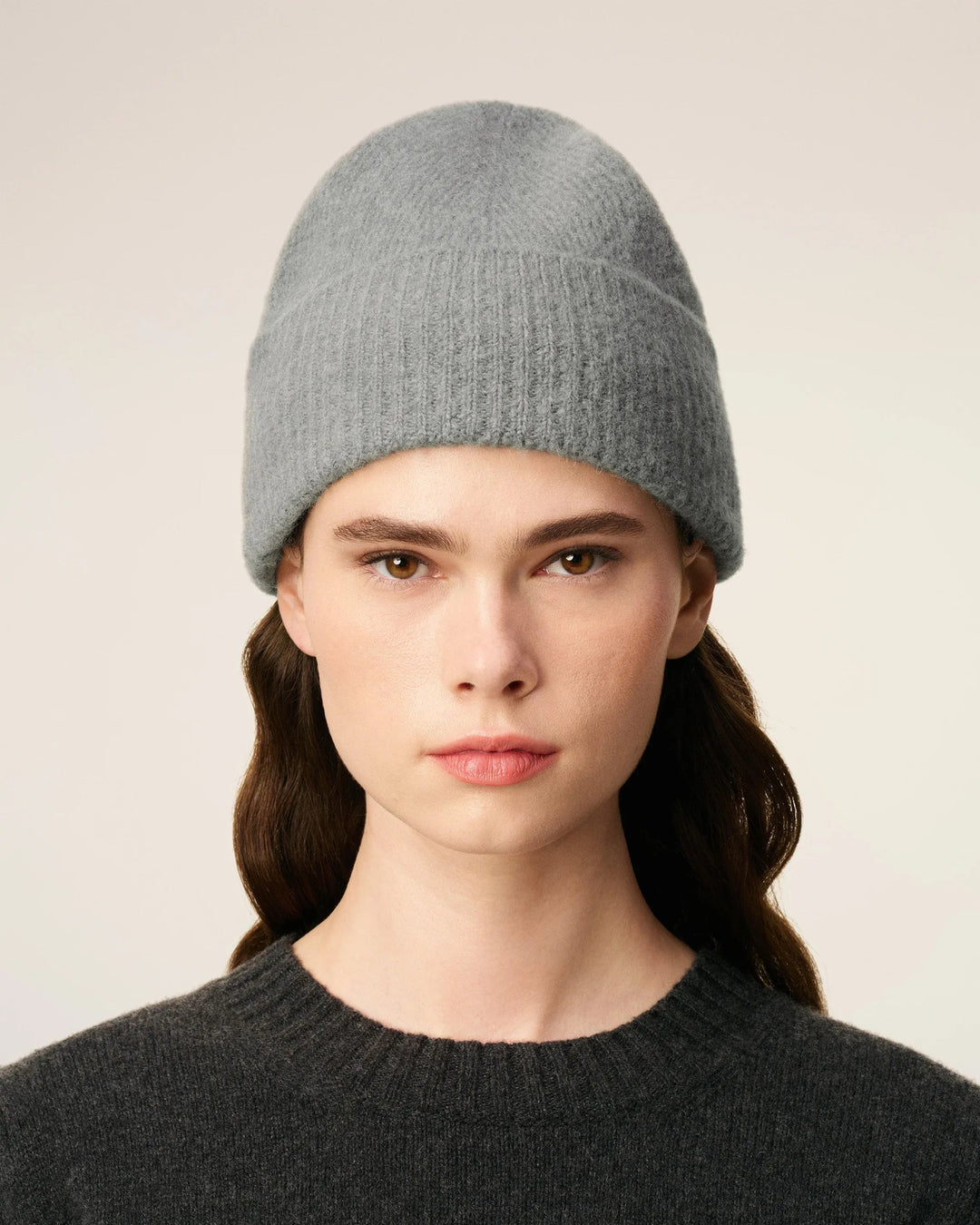 AMI - Bonnet Gris Ami De Cœur En Alpaga Rayé - Lothaire