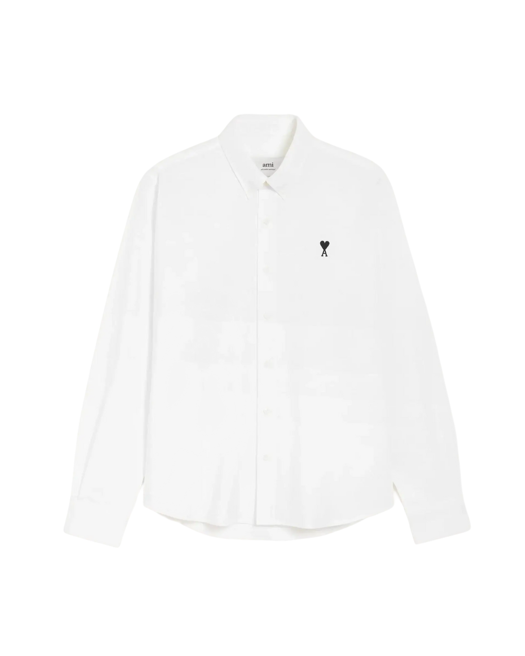AMI - Chemise blanche col boutonné Ami de Cœur en Oxford de coton Blanc naturel - Lothaire