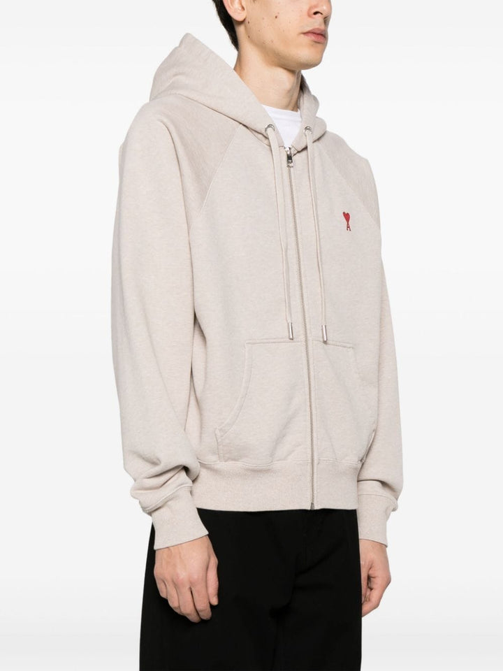 Ami hoodie Ami de Coeur à fermeture zippée beige chiné - Lothaire