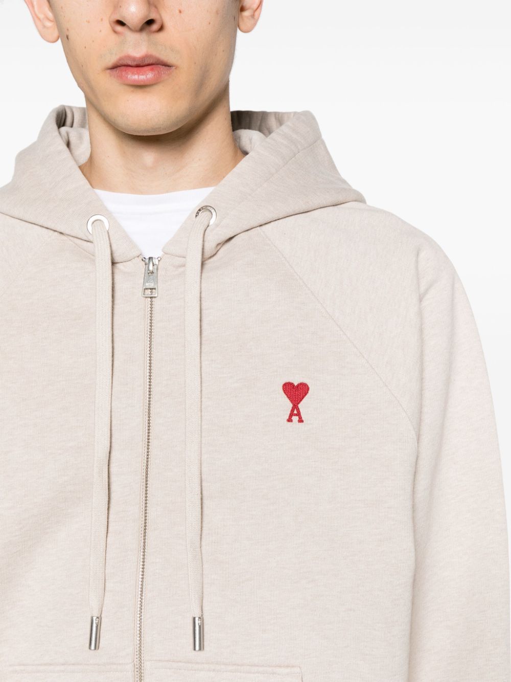 Ami hoodie Ami de Coeur à fermeture zippée beige chiné - Lothaire