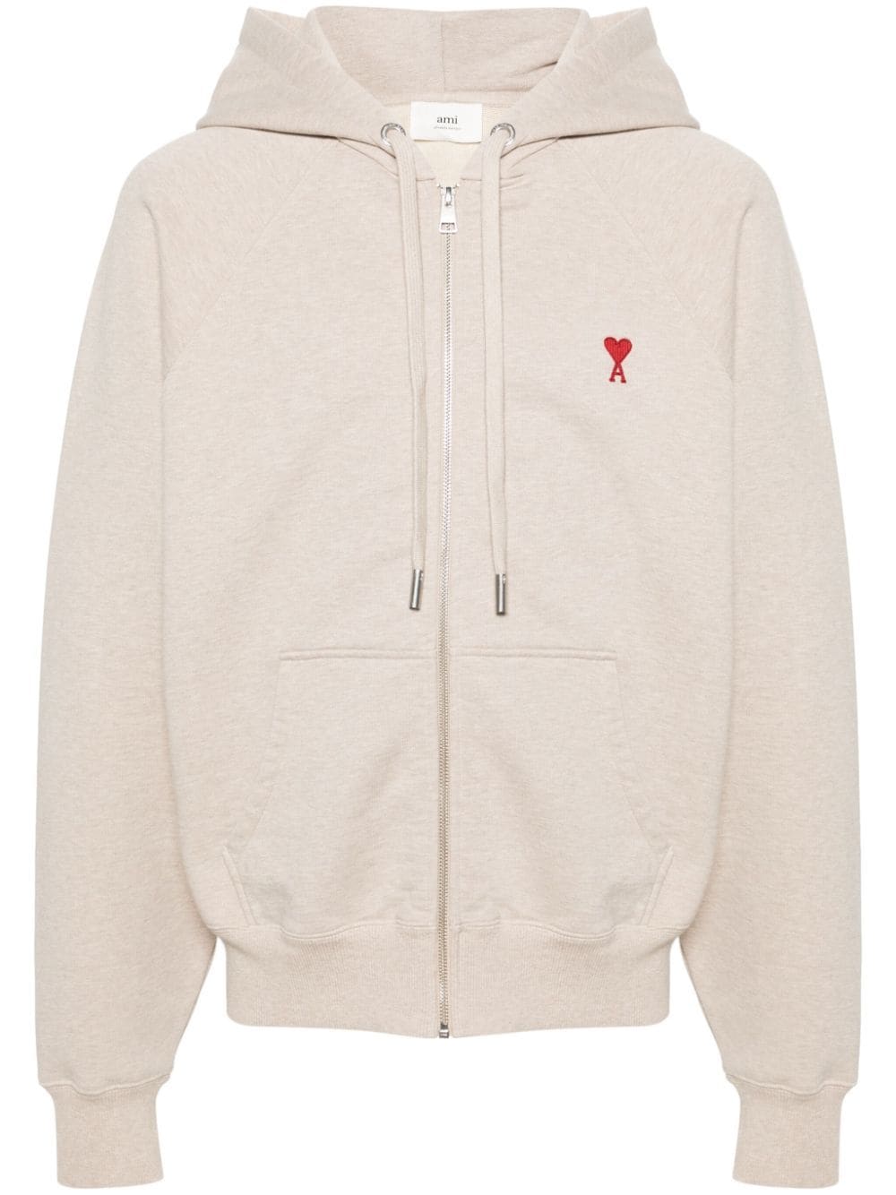 Ami hoodie Ami de Coeur à fermeture zippée beige chiné - Lothaire