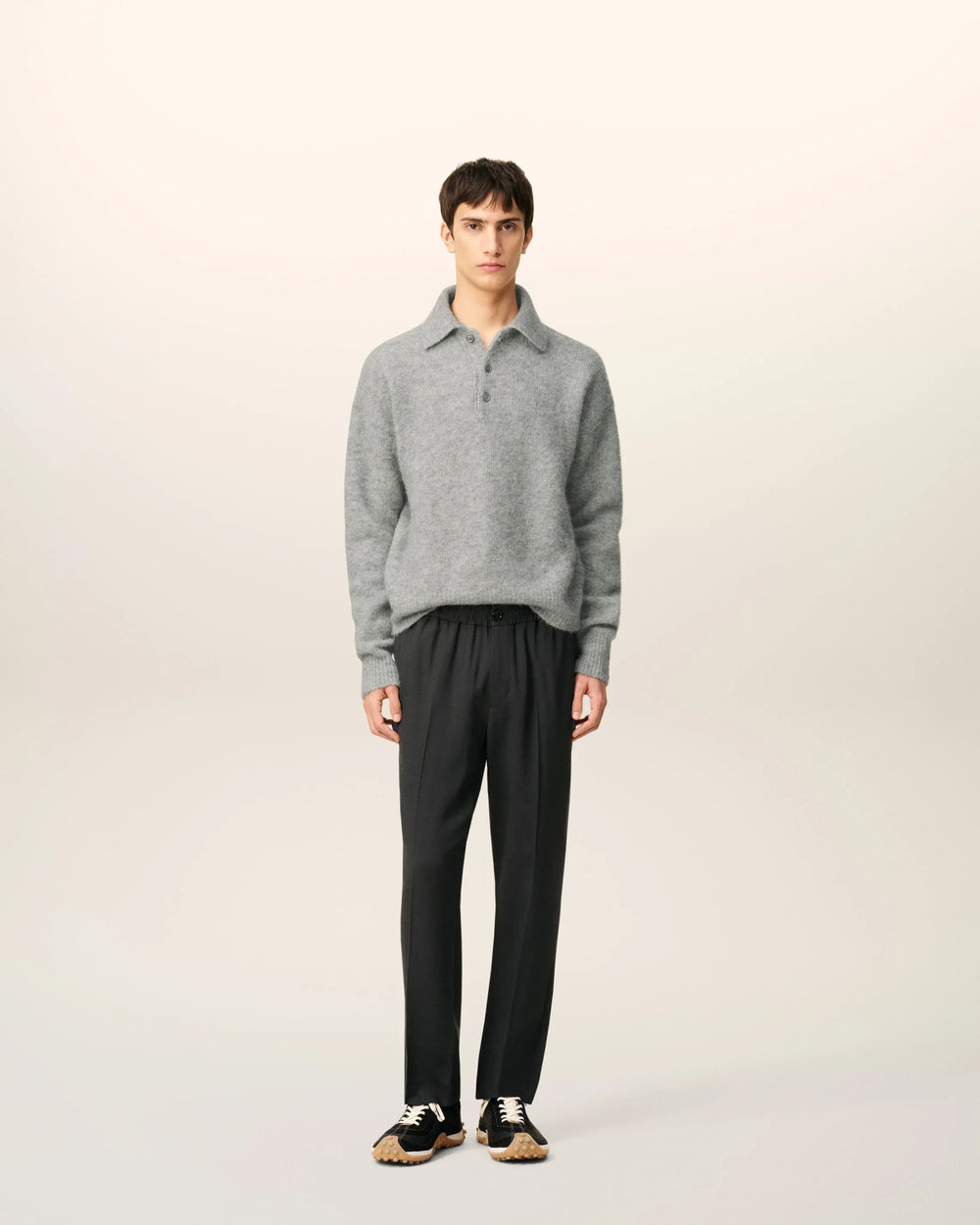 AMI - Pantalon Noir Taille Élastiquée En Laine - Lothaire