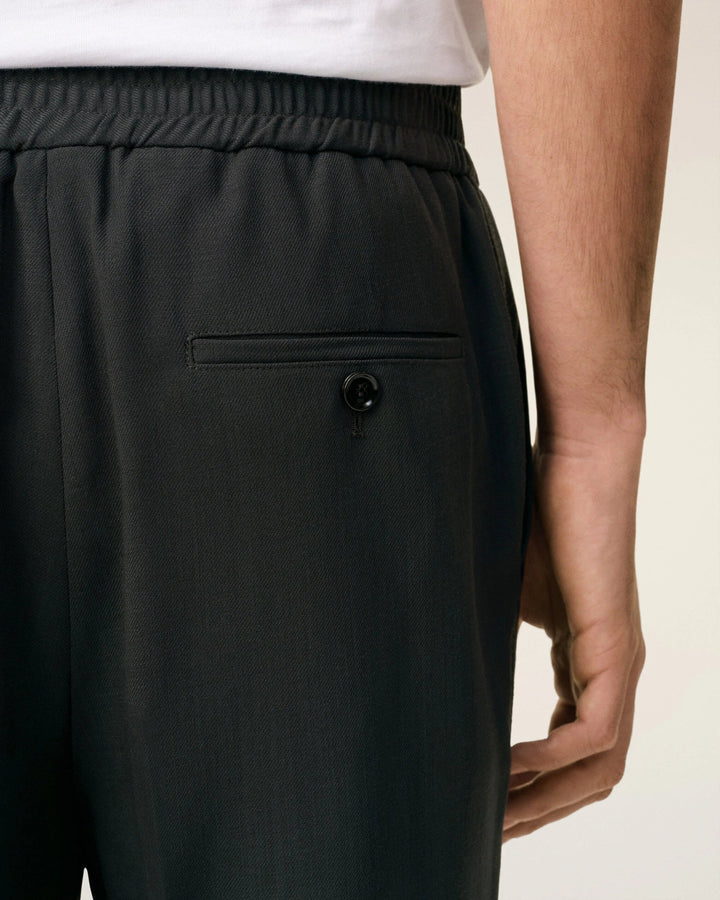 AMI - Pantalon Noir Taille Élastiquée En Laine - Lothaire