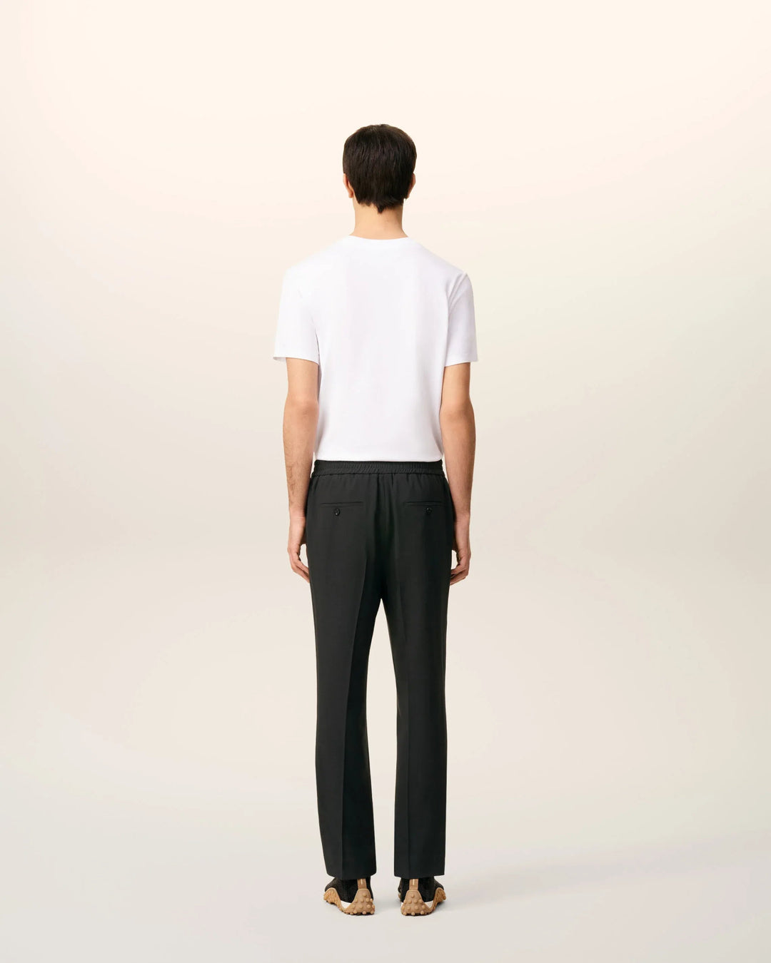 AMI - Pantalon Noir Taille Élastiquée En Laine - Lothaire