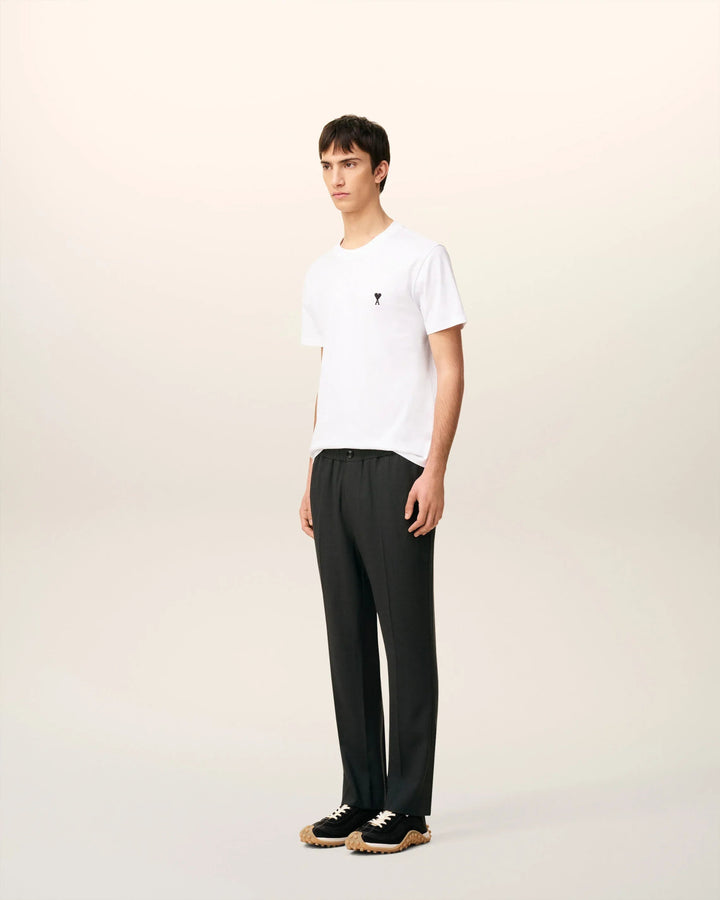 AMI - Pantalon Noir Taille Élastiquée En Laine - Lothaire