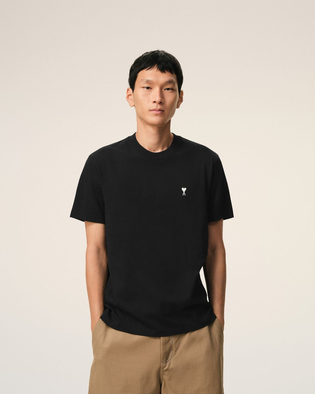 AMI PARIS - Ami de Coeur T-shirt in Light Cotton Jersey Noir - Lothaire