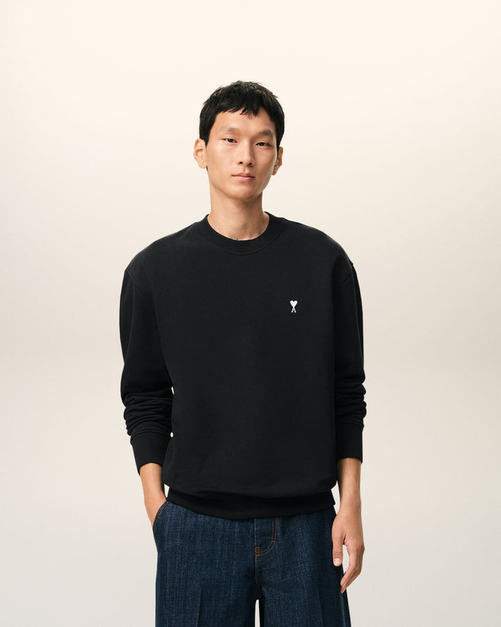 AMI PARIS - Black Cotton Ami De Coeur Sweatshirt Noir - Lothaire