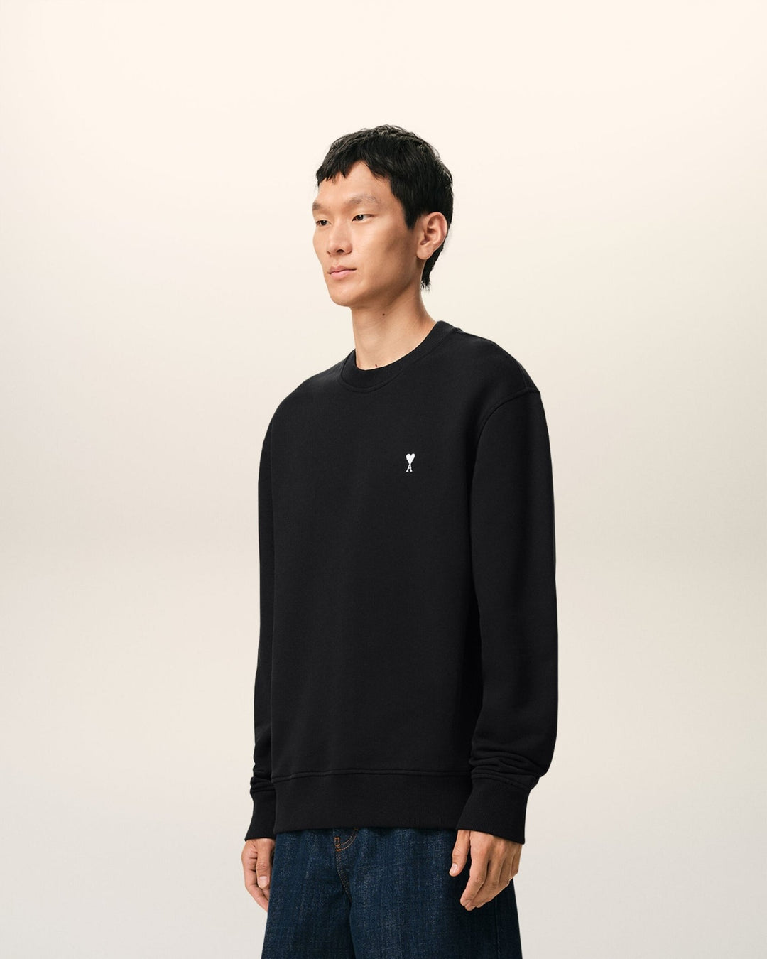 AMI PARIS - Black Cotton Ami De Coeur Sweatshirt Noir - Lothaire