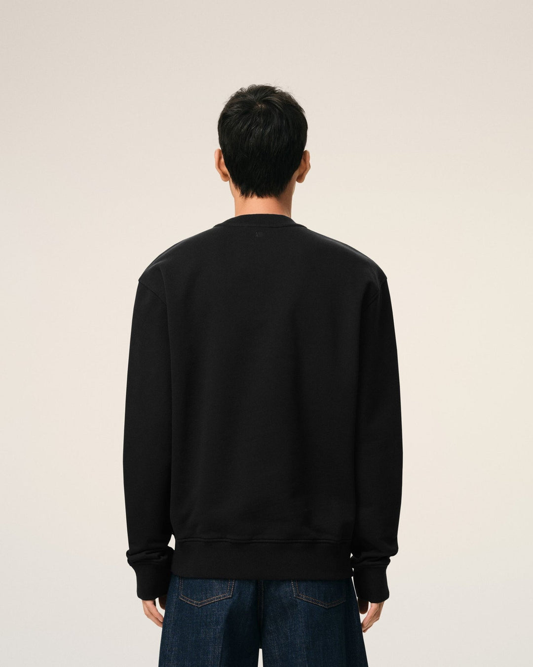 AMI PARIS - Black Cotton Ami De Coeur Sweatshirt Noir - Lothaire