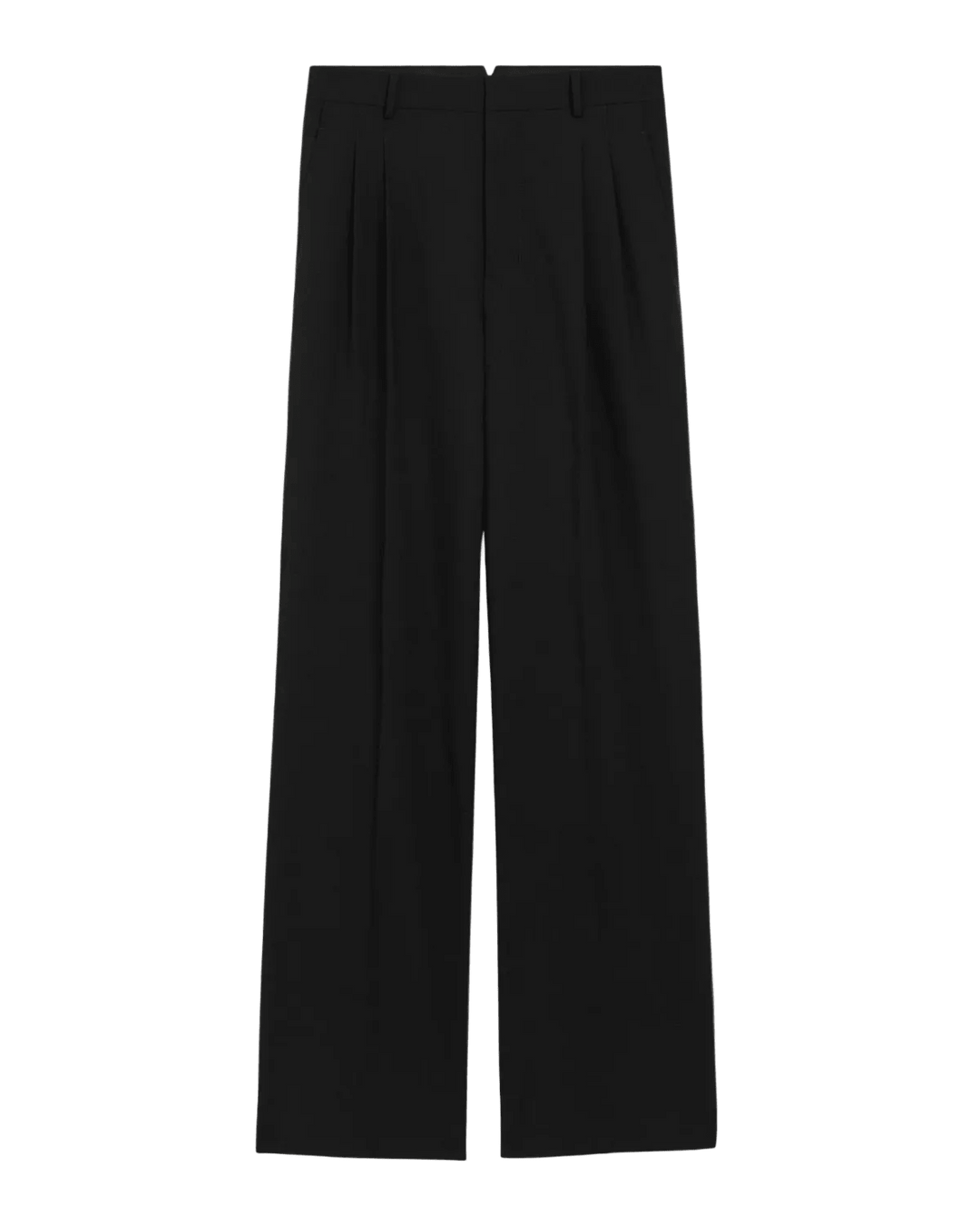 AMI PARIS - Black New Wool Low Waist Wide Trousers Noir - Lothaire
