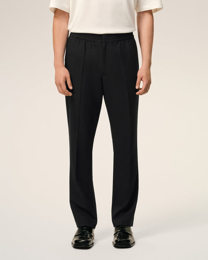 AMI PARIS - Black Wool Elasticated Waist Trousers Noir - Lothaire