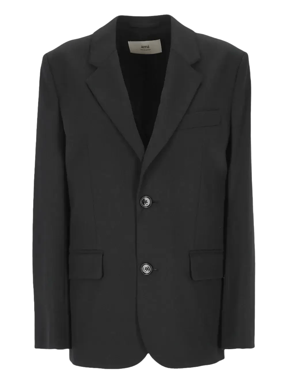 AMI PARIS - Blazer épaulé en laine vierge gris anthracite - Lothaire