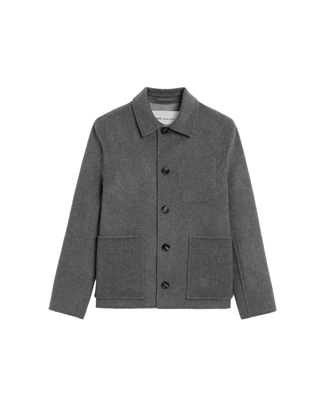 AMI PARIS - Blouson Boule Boutonné en Laine et Cachemire Gris Anthracite - Lothaire