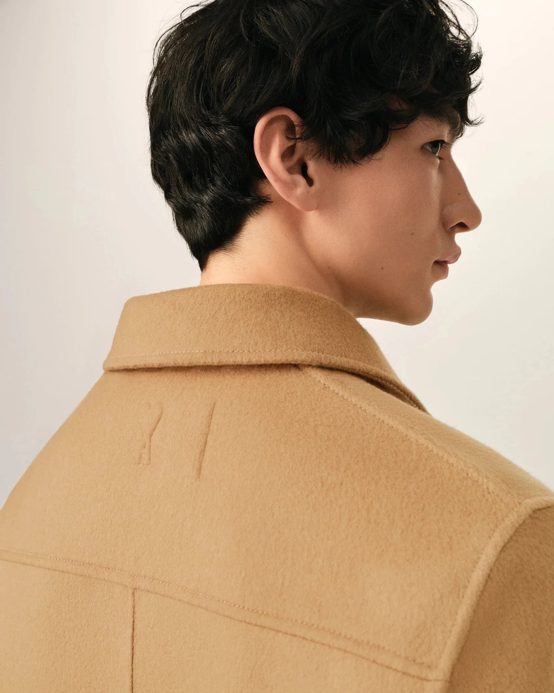 AMI PARIS - Blouson Boxy Boutonné en Laine et Cachemire Beige Taupe - Lothaire