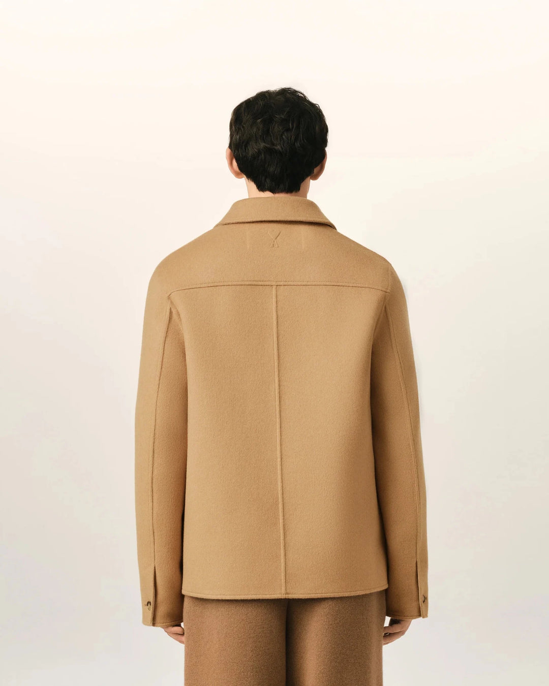 AMI PARIS - Blouson Boxy Boutonné en Laine et Cachemire Beige Taupe - Lothaire