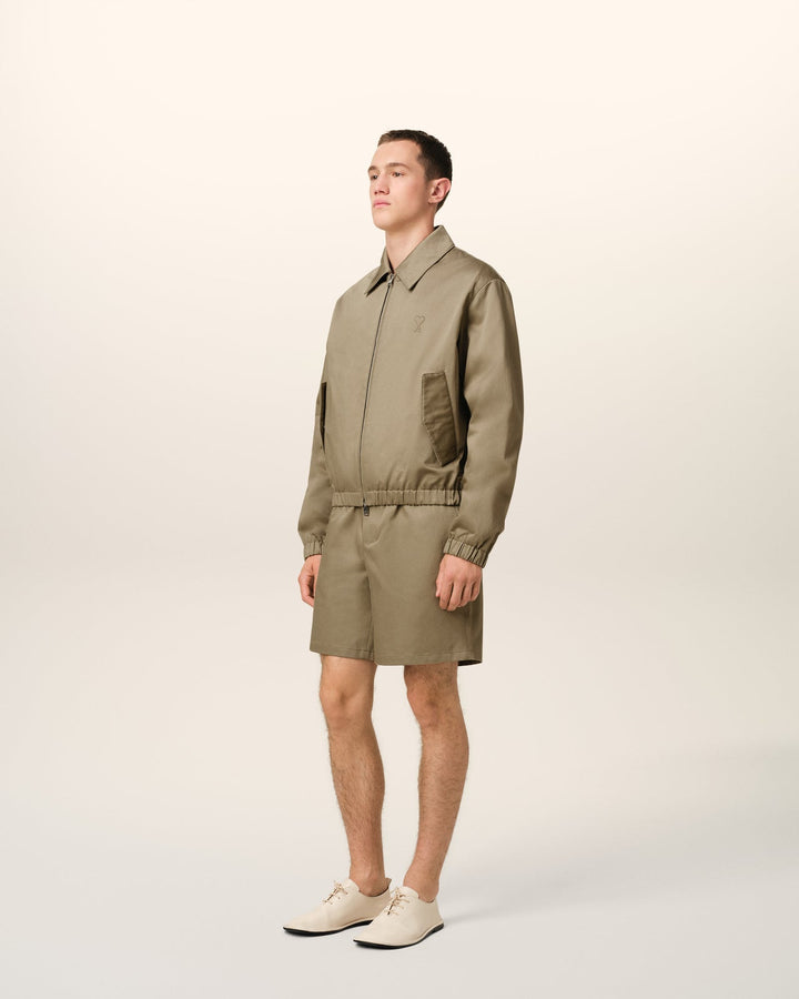 AMI PARIS - BLOUSON ZIPPÉ AMI DE COEUR EN COTON Beige - Lothaire