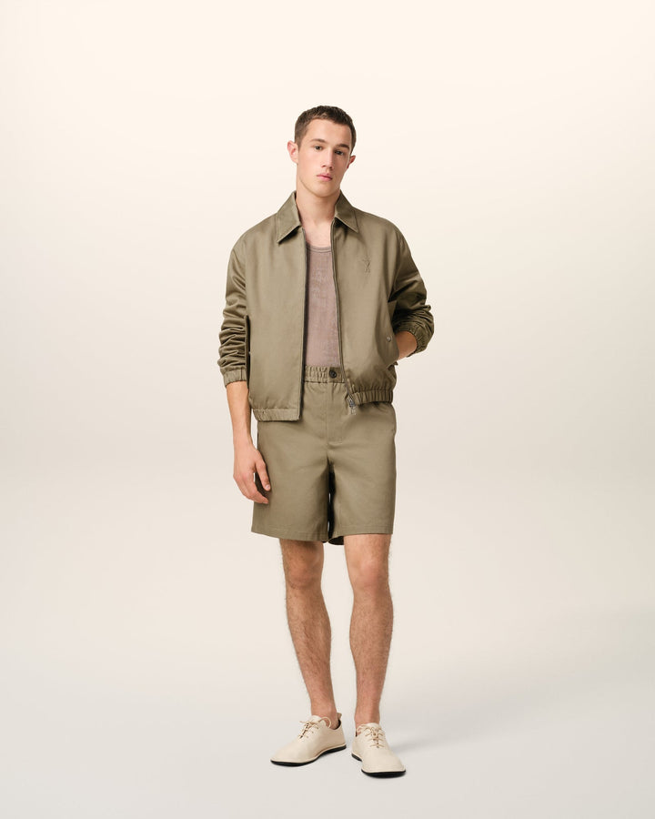 AMI PARIS - BLOUSON ZIPPÉ AMI DE COEUR EN COTON Beige - Lothaire