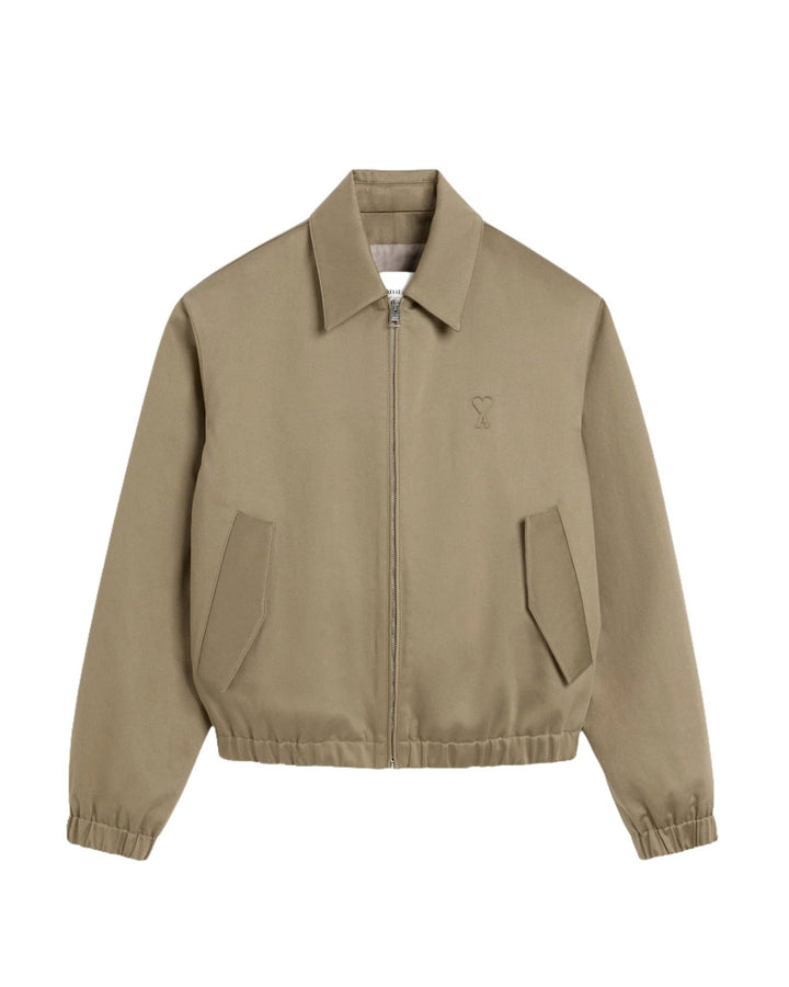 AMI PARIS - BLOUSON ZIPPÉ AMI DE COEUR EN COTON Beige - Lothaire