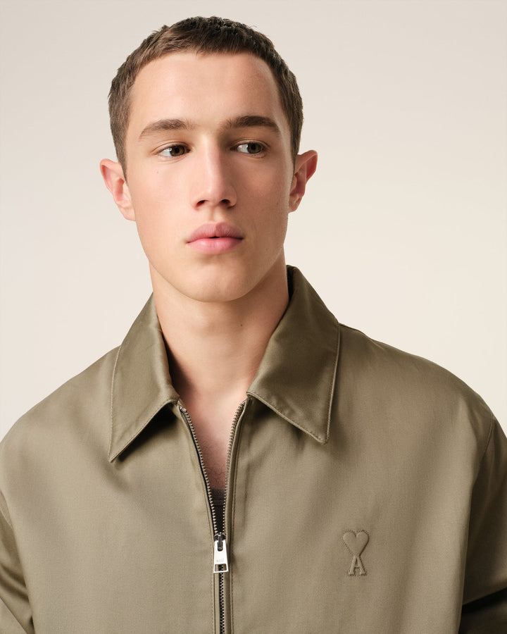 AMI PARIS - BLOUSON ZIPPÉ AMI DE COEUR EN COTON Beige - Lothaire